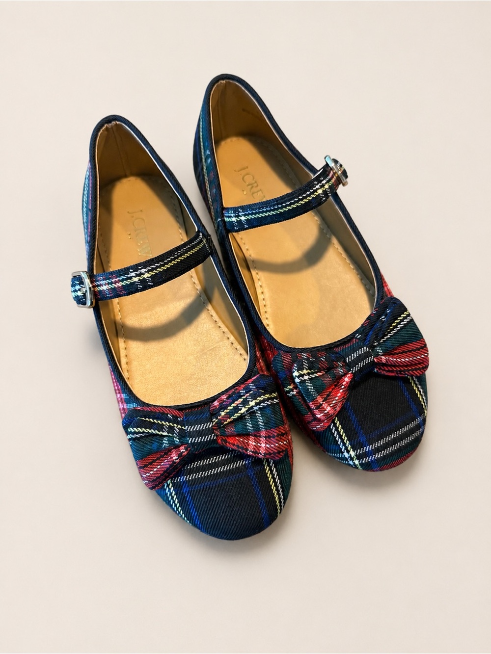 J.Crew Kids K1 Tartan Plaid Mary Jane Flats Bow Holiday Dress Shoes